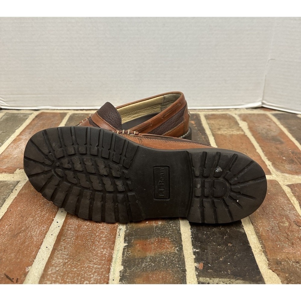L.L. Bean Brown Leather Penny Loafers Hand-sewn Allagash Bison Shoes Men's 8.5 D - Picture 5 of 6